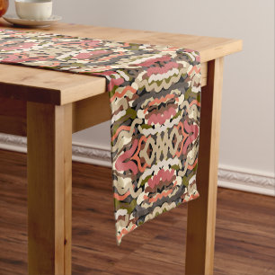 Southwestern Squiggly Wiggly Earth Tone Abstract Short Table Runner