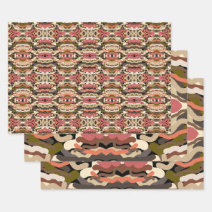Southwestern Squiggly Wiggly Earth Tone Abstract Wrapping Paper Sheet