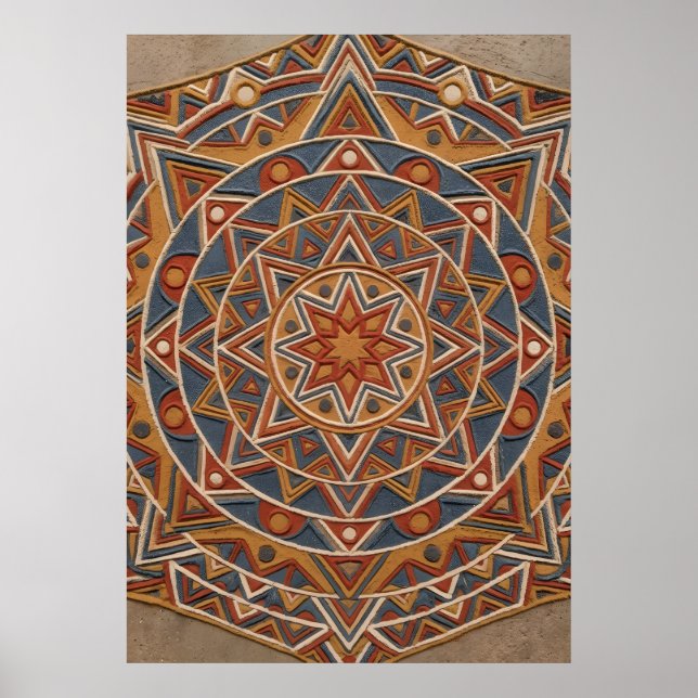 Southwestern Star Mandala Geometric Art Poster (Front)