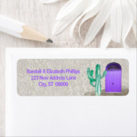 Southwestern Stucco Purple Doors Saguaro Cactus