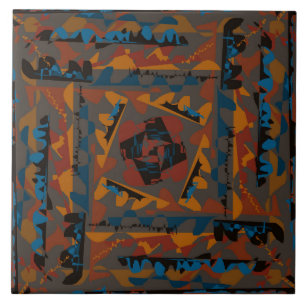 Southwestern Style Abstract Pattern Jagged Design Ceramic Tile