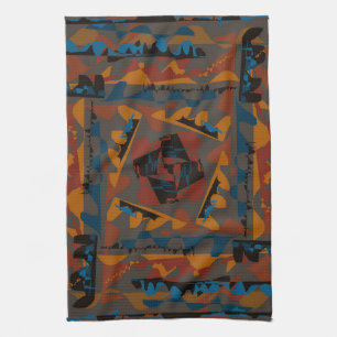 Southwestern Style Abstract Pattern Jagged Design Tea Towel