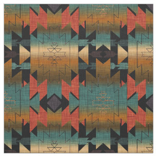 Southwestern Style   Black, Gold, Aqua Ombre Fabric