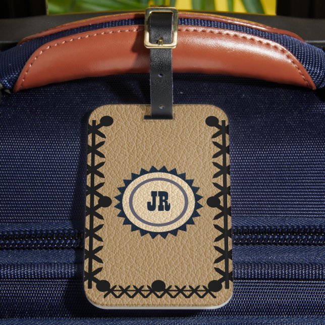 Southwestern Style Leather Look Luggage Tag (Front Insitu 2)