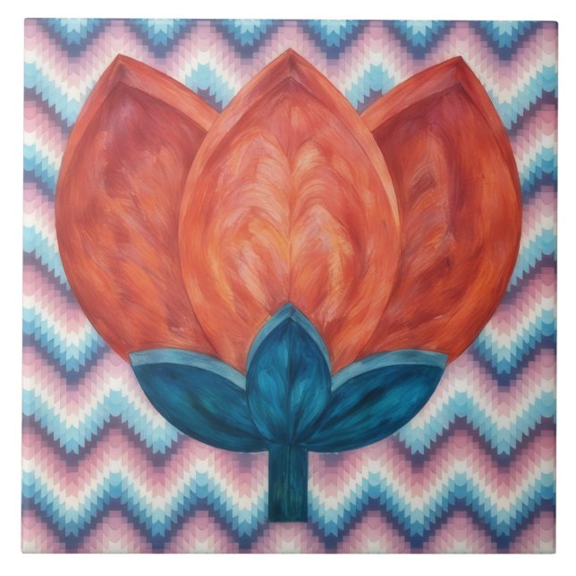 Southwestern Style Tulip Flower Decorative Tile (Front)
