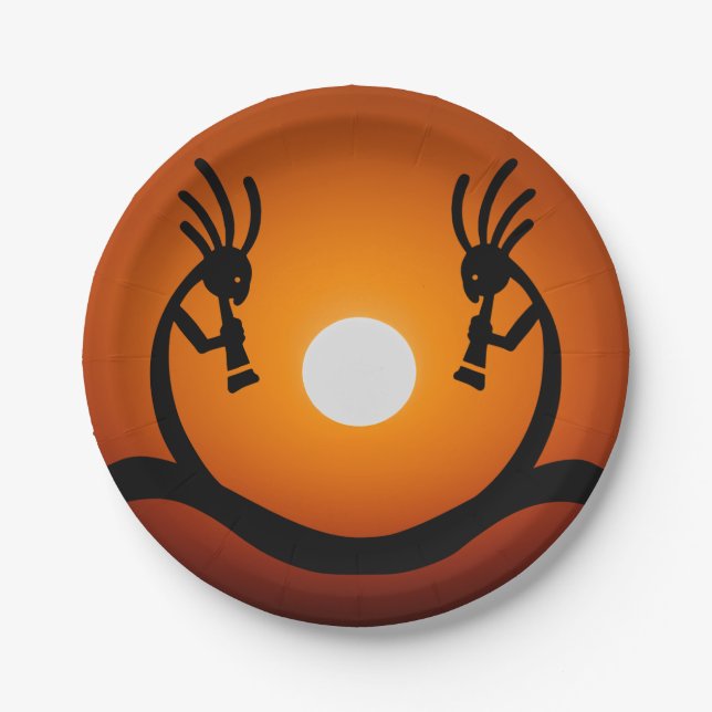 Southwestern Sun Kokopelli  Paper Plate (Front)