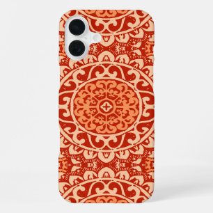 Southwestern Sun Mandala Batik, Coral Orange iPhone Case