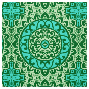 Southwestern Sun Mandala Batik, Lime Green Fabric