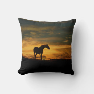 Southwestern Sunrise and Horse Decor Pillow