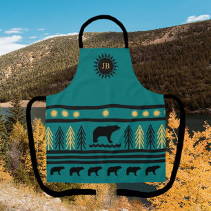 Southwestern Teal Lake Navajo Black Bear Apron