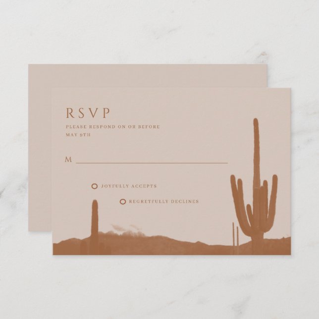 Southwestern Terracotta Desert Cactus Wedding RSVP Card (Front/Back)