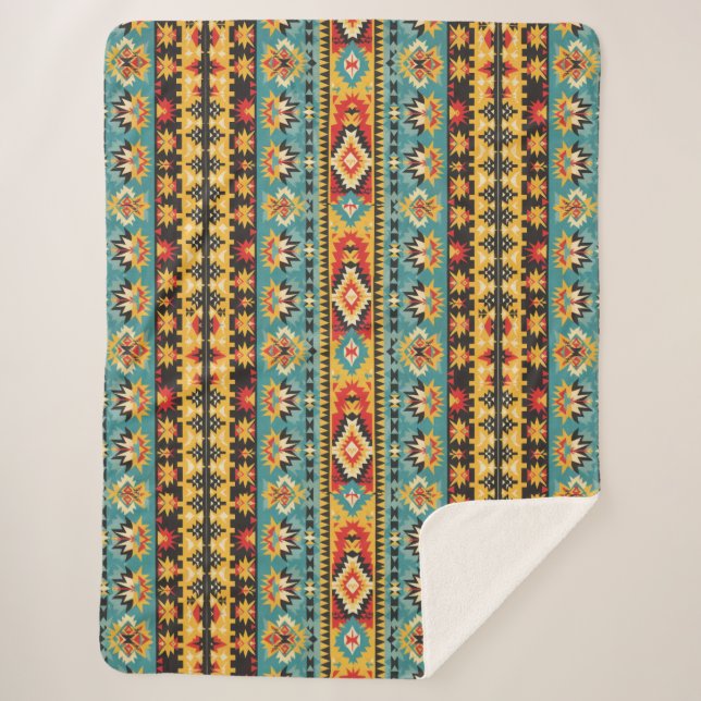 Southwestern Triba Sherpa Blanket (Front)