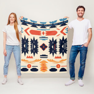 Southwestern Tribal Aztec Geometric Boho Fleece Blanket