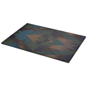 Southwestern Tribal Design Glass Cutting Board