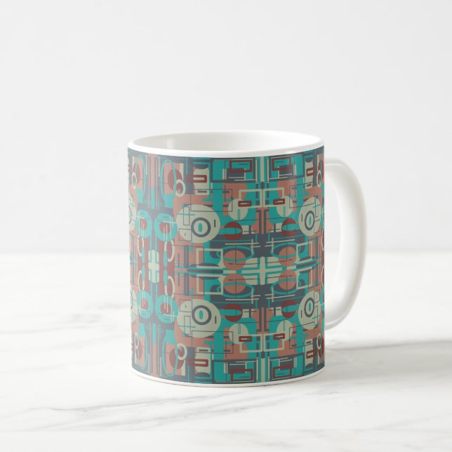 Southwestern Tribal Geometric Shapes Abstract Art Coffee Mug (Front Right)