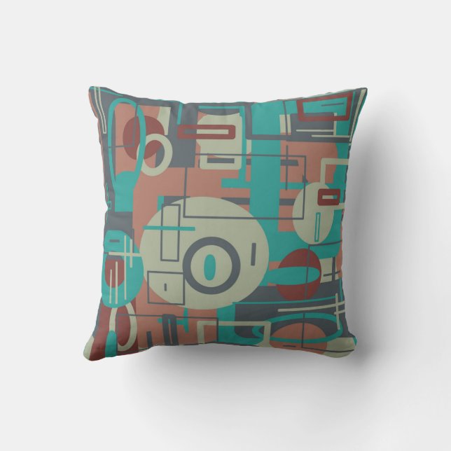 Southwestern Tribal Geometric Shapes Abstract Art Cushion (Back)