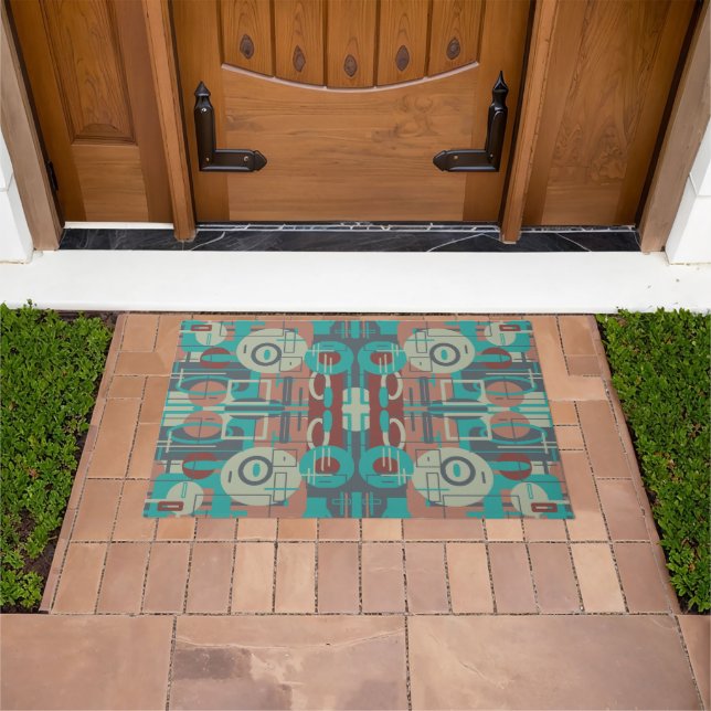 Southwestern Tribal Geometric Shapes Abstract Art Doormat (Outdoor)