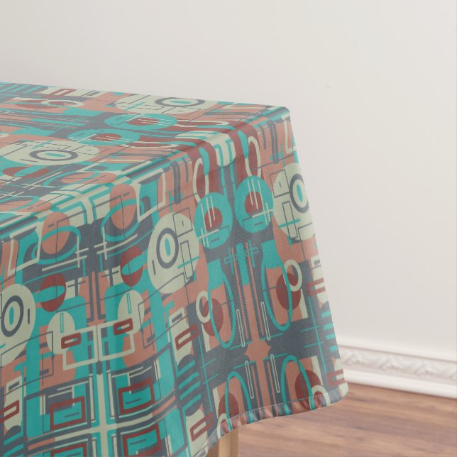 Southwestern Tribal Geometric Shapes Abstract Art Tablecloth (In Situ)