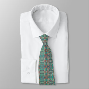 Southwestern Tribal Geometric Shapes Abstract Art Tie