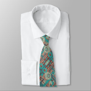 Southwestern Tribal Geometric Shapes Abstract Art Tie