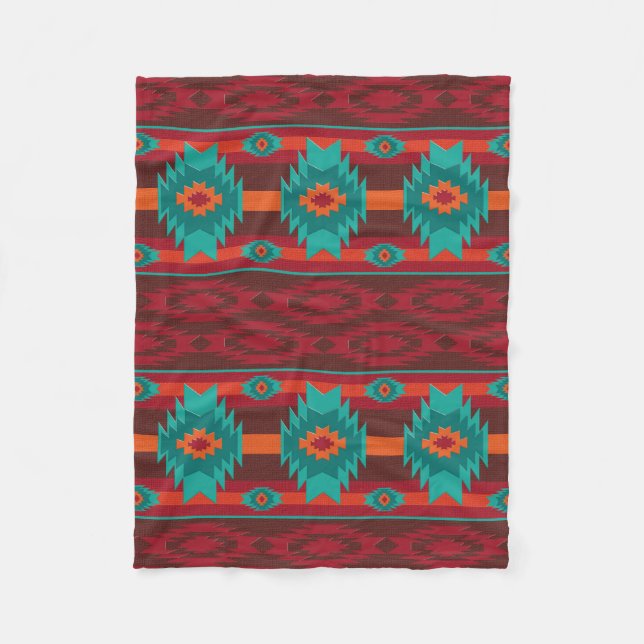 Southwestern tribal pattern. fleece blanket (Front)