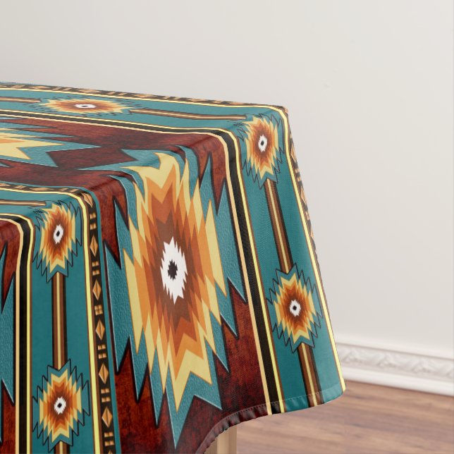 Southwestern tribal pattern tablecloth (In Situ)