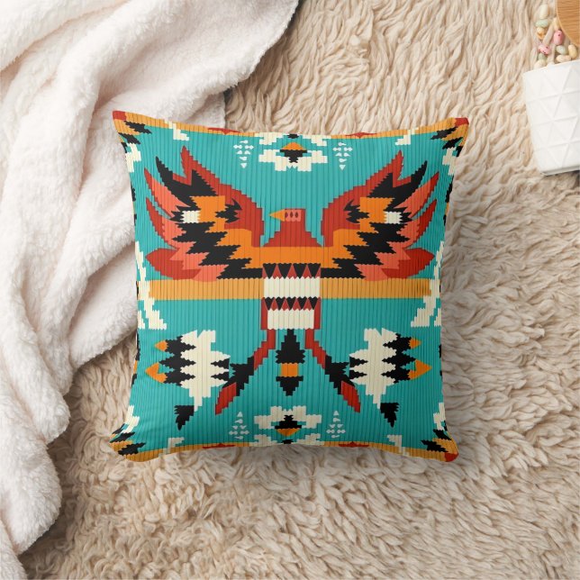 Southwestern Tribal Thunderbird Throw Pillow (Blanket)
