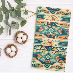 Southwestern Tribal Turquoise Tea Towel