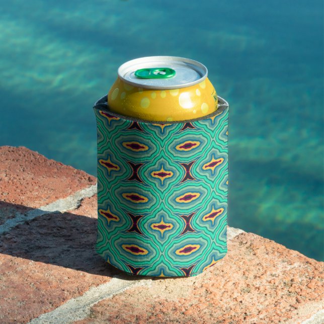 Southwestern Tropical Boho Chic Geode Pattern Art Can Cooler (In Situ Pool)
