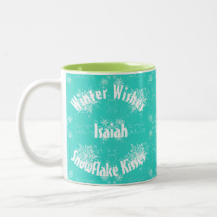 Southwestern Turquoise and Snowflake Two-Tone Coffee Mug