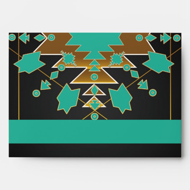 Southwestern Turquoise Party Invitation Envelope (Front)