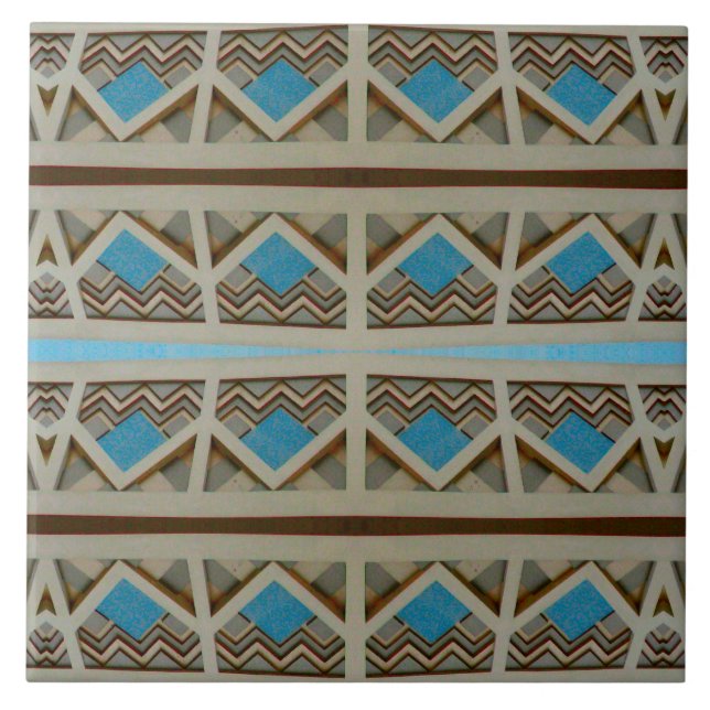 southwestern turquoise pattern ceramic tile (Front)