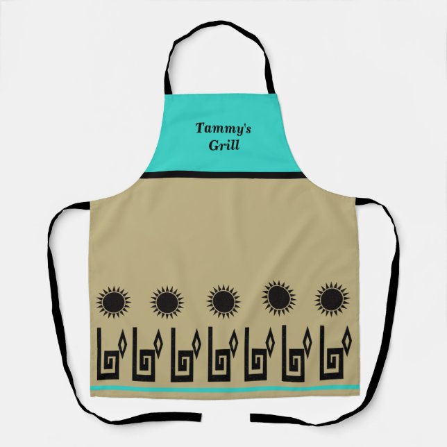 Southwestern Turquoise Sand Restaurant Apron (Front)