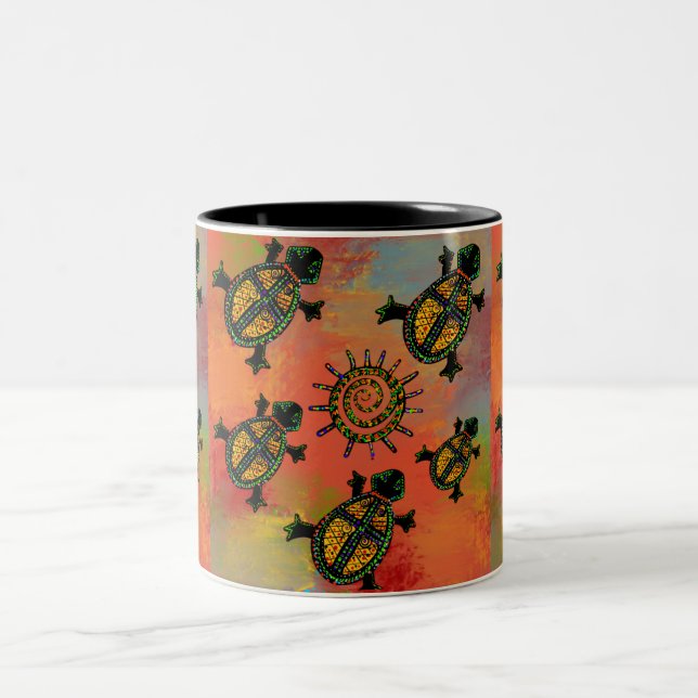 SOUTHWESTERN TURTLES ART       Two-Tone COFFEE MUG (Center)