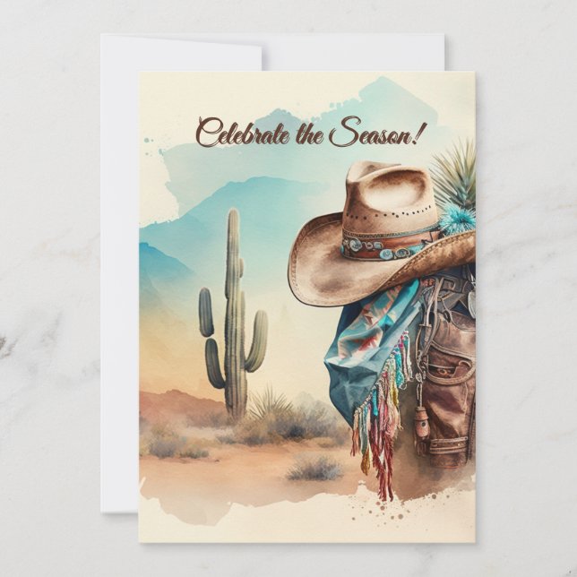 Southwestern Watercolor Christmas Season Holiday (Front)