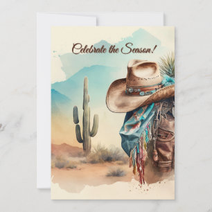Southwestern Watercolor Christmas Season Holiday Card