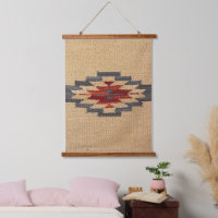 Southwestern Weave Print, Wheat, Blue and Red