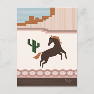 Southwestern Wild Brown Horse Blank Postcard
