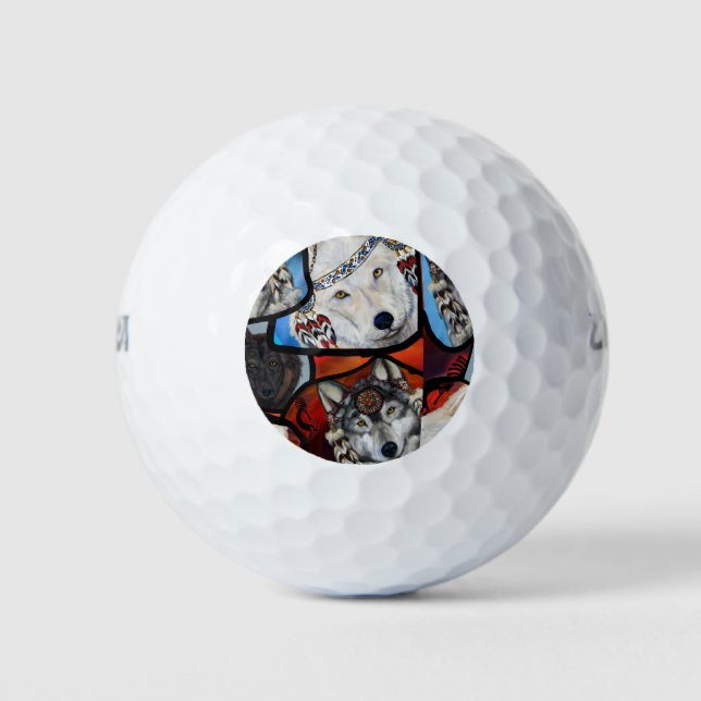 SOUTHWESTERN WOLF ART GOLF BALLS (Front)