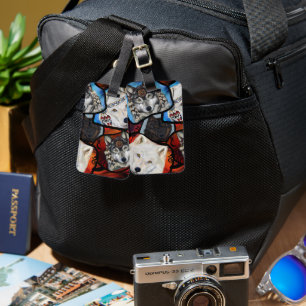 SOUTHWESTERN WOLF ART LUGGAGE TAG