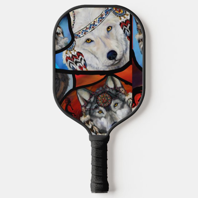 SOUTHWESTERN WOLF ART PICKLEBALL PADDLE (Front)