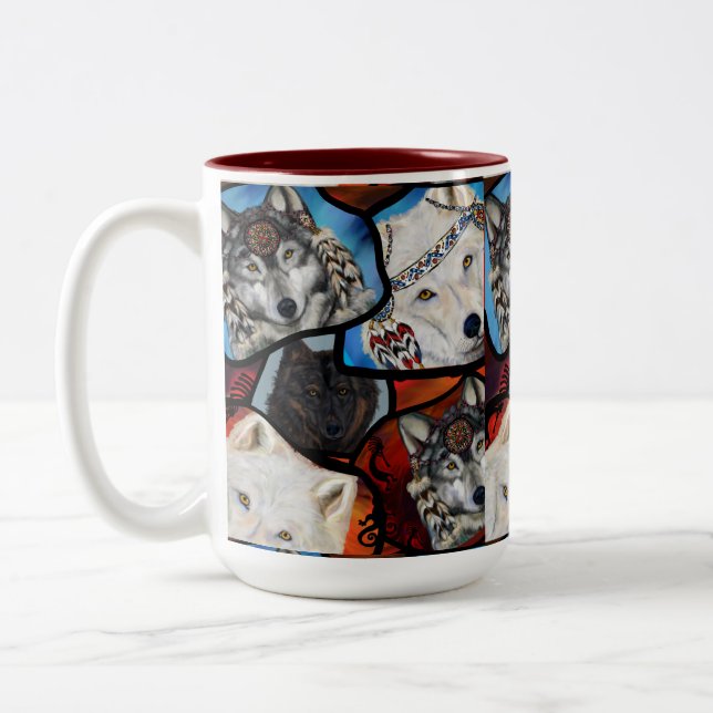 SOUTHWESTERN WOLF ART Two-Tone COFFEE MUG (Left)
