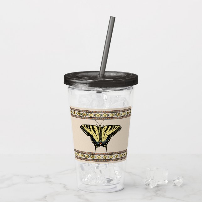 Southwestern Yellow Swallowtail Butterfly Acrylic Tumbler (Back Ice)