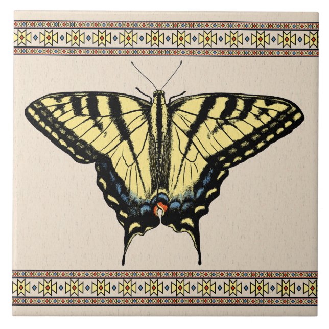 Southwestern Yellow Swallowtail Butterfly Ceramic Tile (Front)