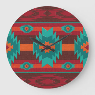 southwestrn ethnic geometric pattern. large clock