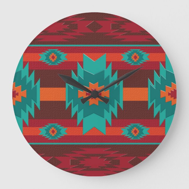 southwestrn ethnic geometric pattern. large clock (Front)