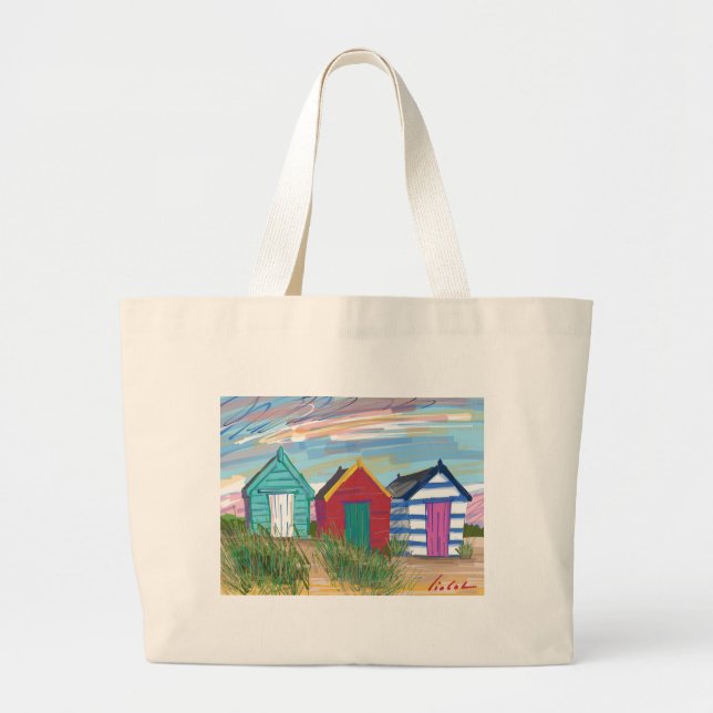 Southwold Beach Huts Large Tote Bag (Front)