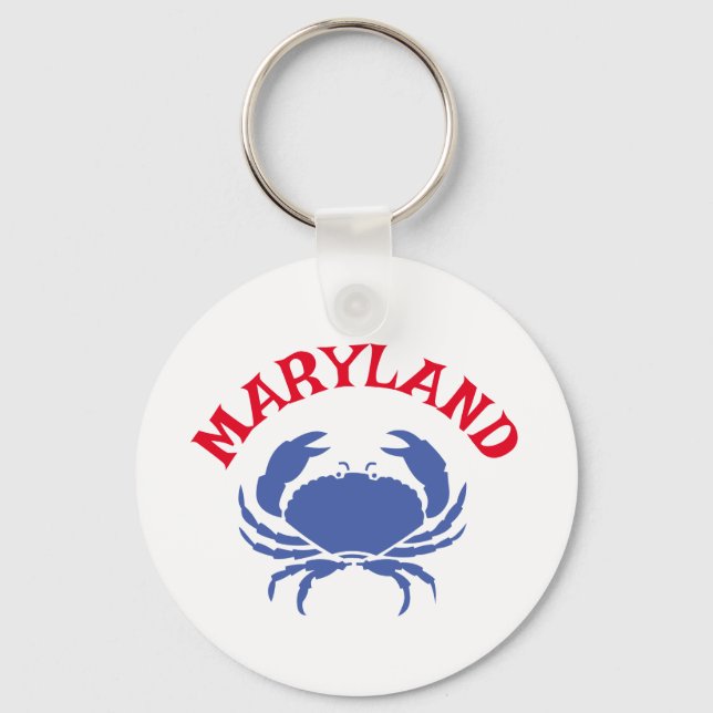 Souvenir Maryland Blue Crab Travel Red White Blue Key Ring (Front)
