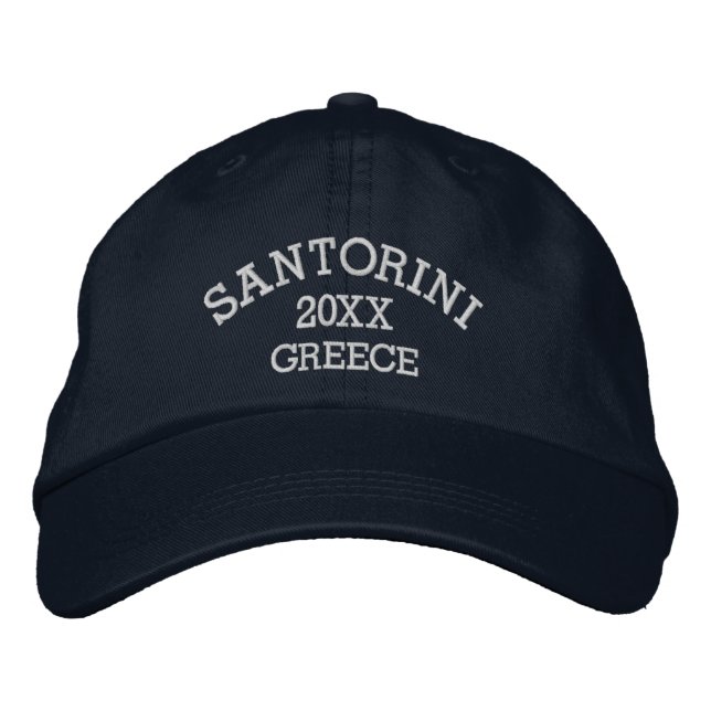Souvenir of Santorini Greece Embroidered Hat (Front)