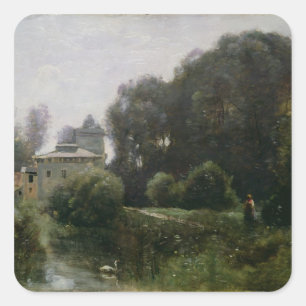 Souvenir of the Villa Borghese, 1855 Square Sticker